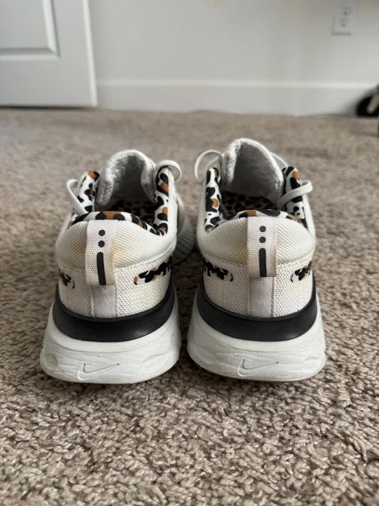 Nike Women's White Sneakers with Leopard-Print Swoosh - Picture 2 of 5